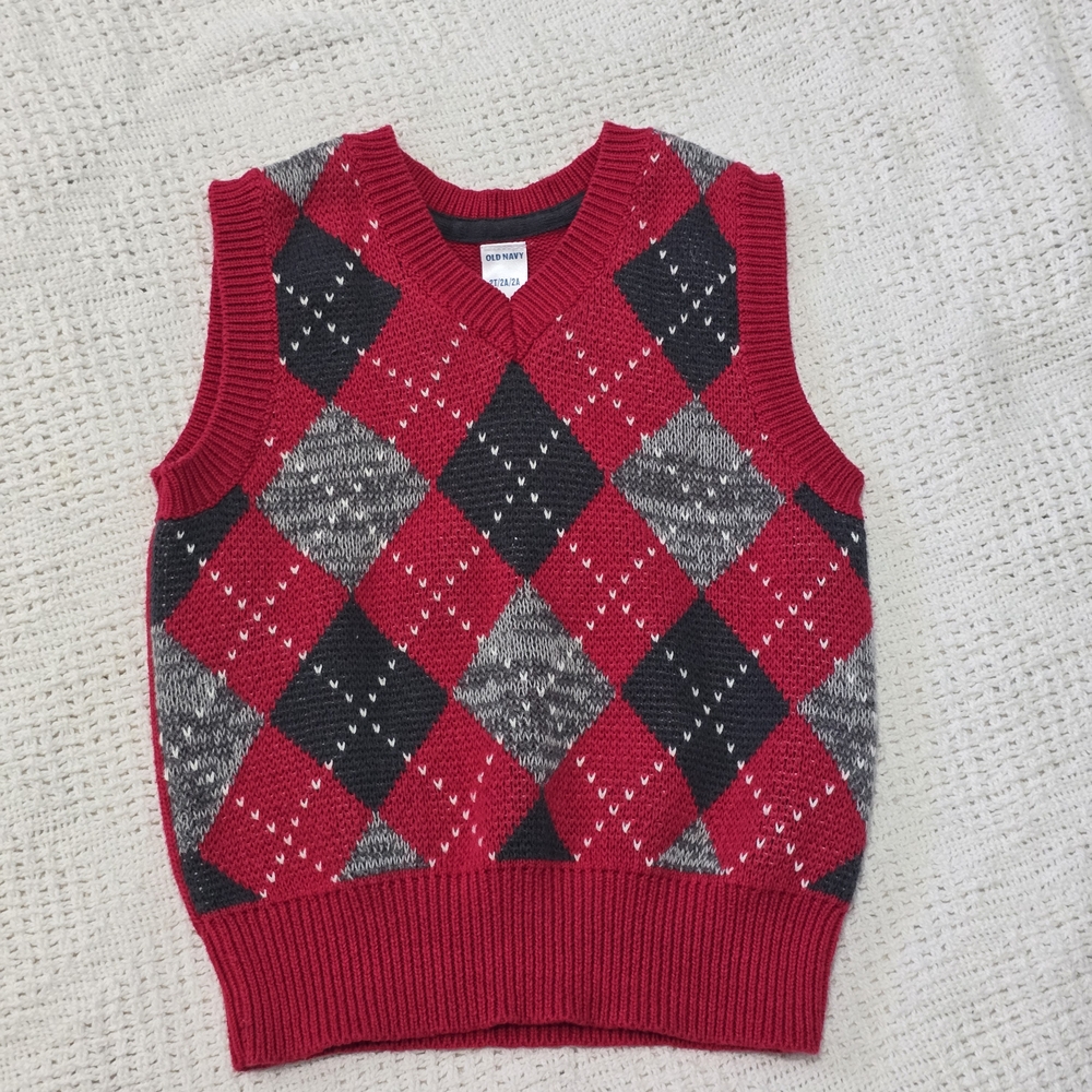 Old Navy Red Knit Sweater Vest Toddler 2T